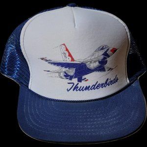 Vintage THUNDERBIRDS Air Force Snap Back Mesh Hat Cap Blue Cobra Caps